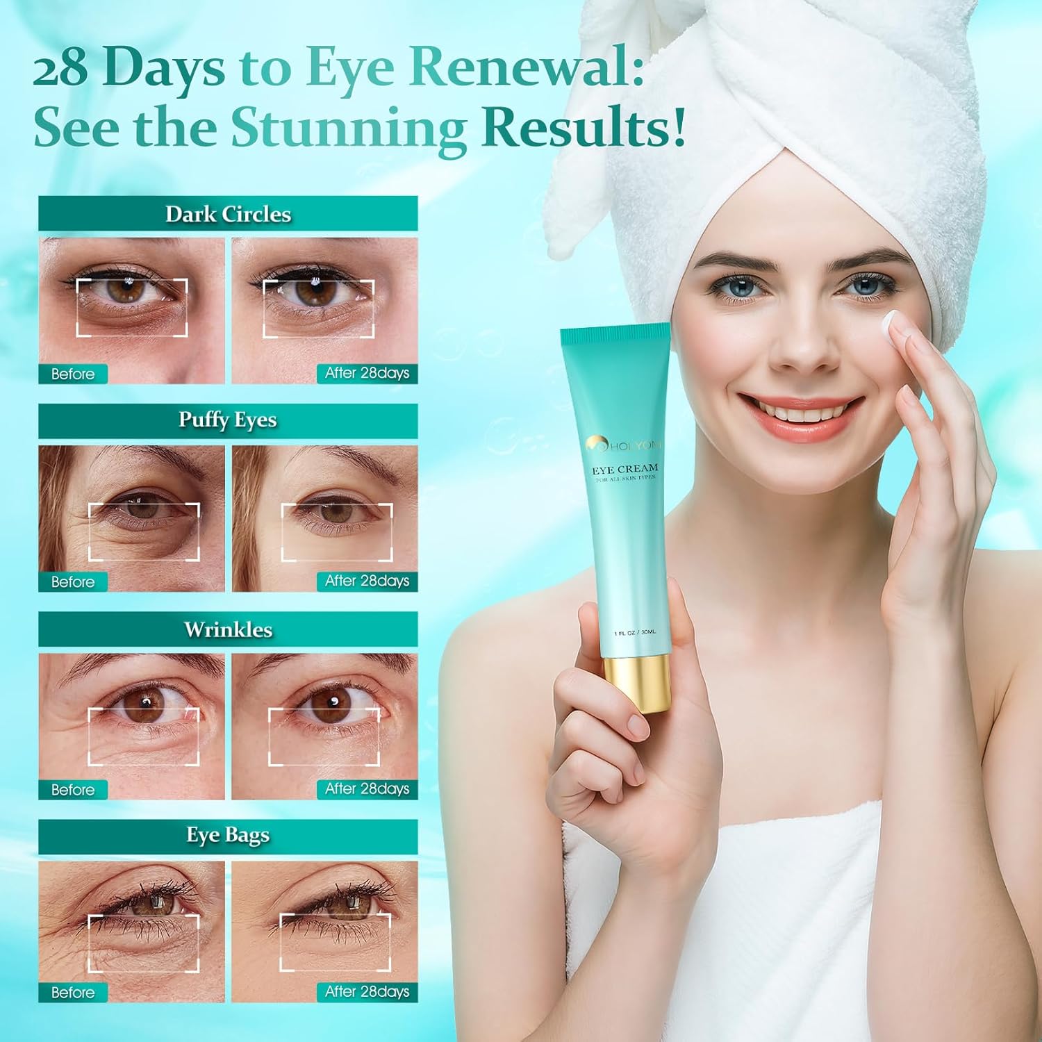 Advanced Eye Cream for Dark Circles - Targeted Solution for Wrinkles, Puffiness, and Firmness - Proven Efficacy with Cynanchum Atratum, and Natural Infusions (30ml) - Image 4