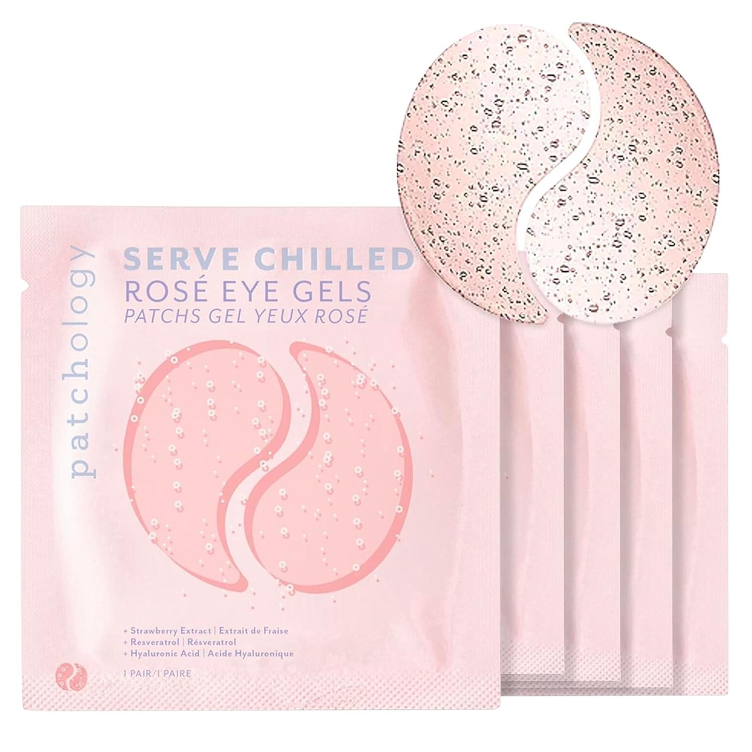 Patchology Serve Chilled Rosé Hydrating Under Eye Patches – Hyaluronic Acid & Antioxidant-Infused Eye Masks to Reduce Dark Circles, Puffiness & Fine Lines - Ideal Skincare Essentials (5 Pairs)