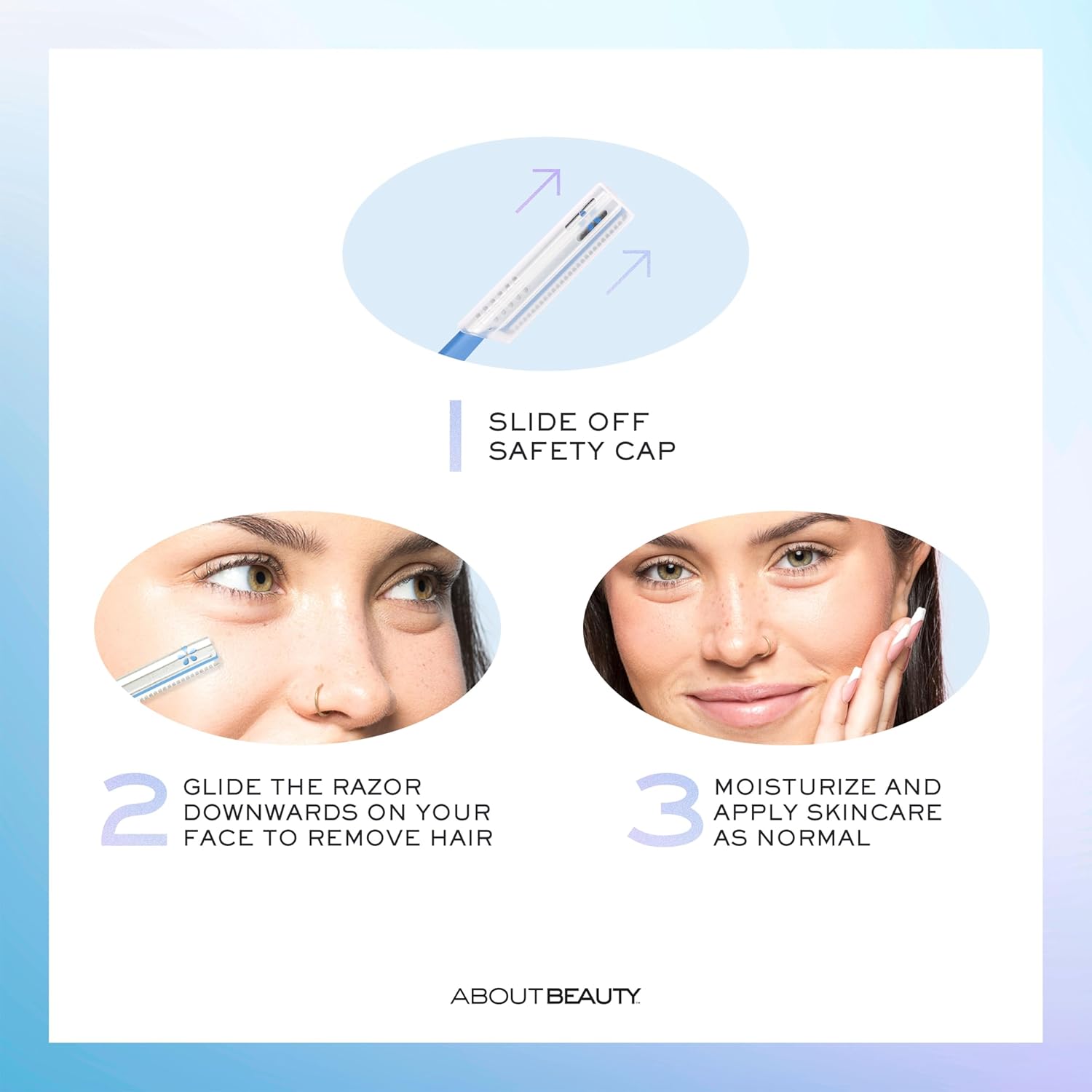 About Face Pro-Premium Facial Razors - 3 Beauty Groomers for Hair Removal, Ideal for Shaving, Exfoliating, Dermaplaning and Brow Shaping, Japanese Stainless Steel Gently Removes Facial Hair - Image 5