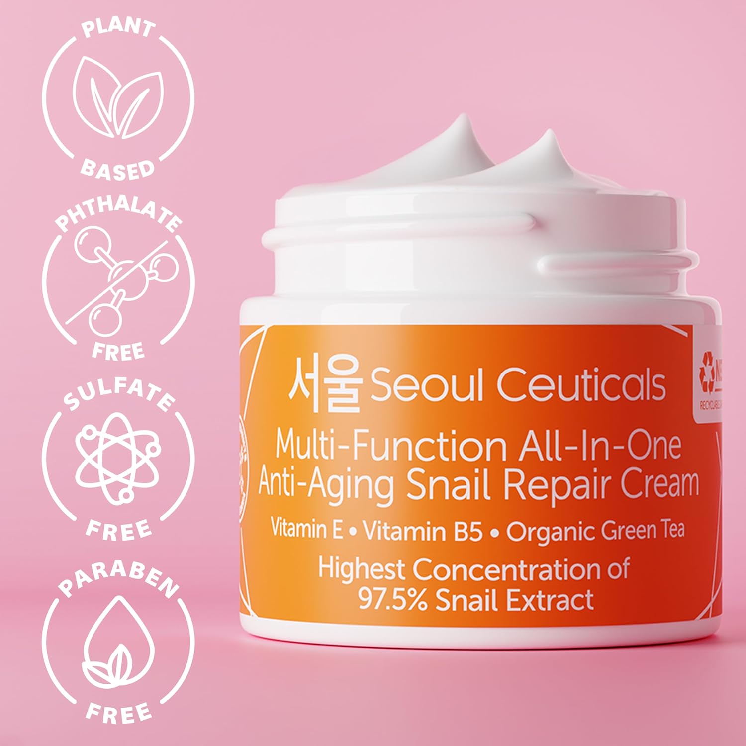 SeoulCeuticals Korean Skin Care 97.5% Snail Mucin Moisturizer Cream - K Beauty Skincare Day & Night Snail Repair Cream Filtrate Cruelty Free 2oz - Image 8