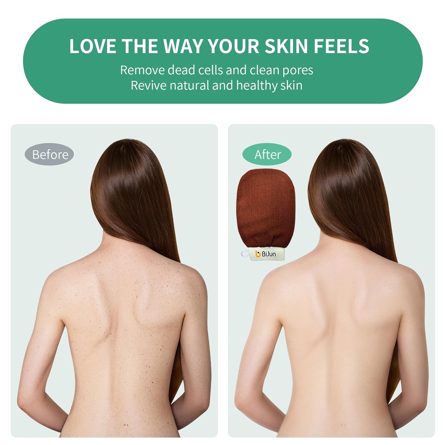 BiJun Exfoliating Glove Moroccan Kessa Scrub Exfoliating Gloves Deep Exfoliating Mitt Body Scrub Premium Scrub Wash Mitt Body Skincare at Home Shower or Bath Exfoliating Mitts for Dead Skin Remover - Image 4