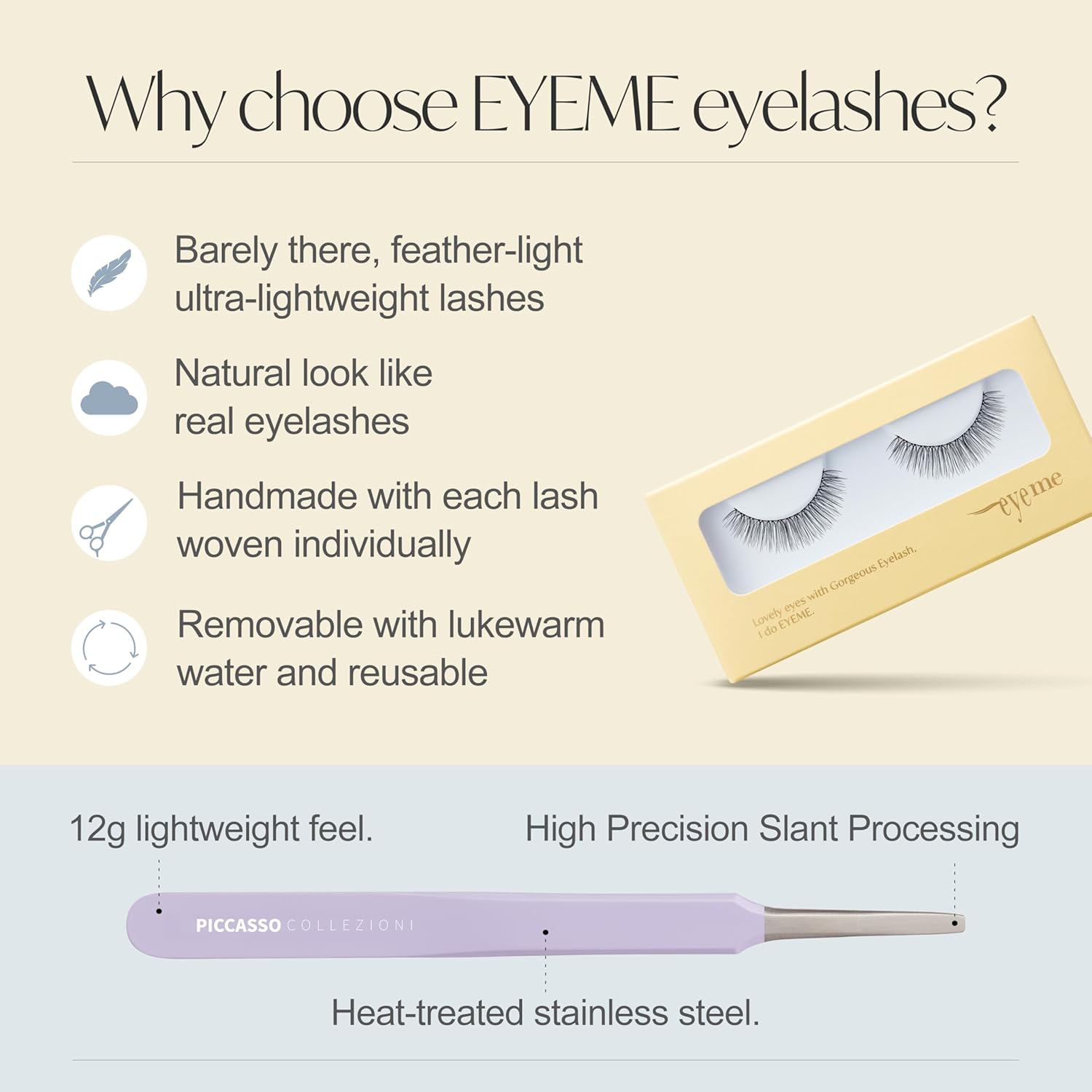 EYEME Eyelash NO.33 – 5 Set Pack with Tweezers, Natural Half Lashes for a Subtle Look, Lightweight False Eyelashes for Beginners, Flexible Lashes for a Comfortable Fit, Glue Not Included, K-Beauty - Image 2