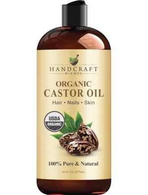 Handcraft Blends Organic Castor Oil – 16 Fl Oz – 100% Pure and Natural – Premium Grade Carrier Oil for Hair Growth, Eyelashes and Eyebrows – Hair and Body – Expeller-Pressed & Hexane-Free