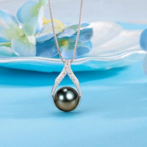 Mothers Day Gifts for Mom Gift Women Anniversary for Wife, Tahitian Black Pearl Necklaces,wife Girlfriend Her Wedding Birthday Gifts Christmas Day Valentine’s Gift for Her Jewelry