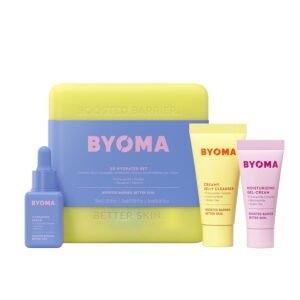 BYOMA So Hydrating Set – Barrier Repair Skincare Set – Creamy Jelly Cleanser, Hydrating Face Serum & Ceramide Face Moisturizer for Dry Skin – Anti Wrinkle, Alcohol Free Skin Care – 30ml, 15ml, 15ml