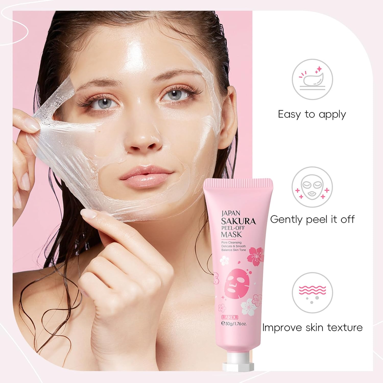 Skin Care Set Sakura Women Beauty Gift Sets Korean Skin Care Kit- Cleanser,Serum,Face Cream,Toner,Eye Cream,Mud Mask-Skin Care Routine Kit (One Size, Cherry Blossom-StyleB-Luxury Moisturizing) - Image 7