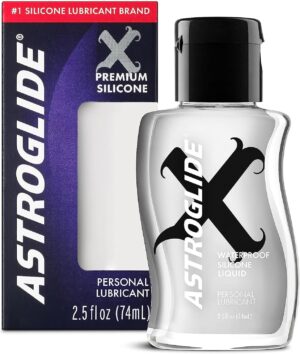 Astroglide Silicone Lube (2.5oz), X Premium Personal Lubricant, Uber Long-Lasting Silky Sex Lube, Waterproof for Wet Water Play, Travel-Friendly Size