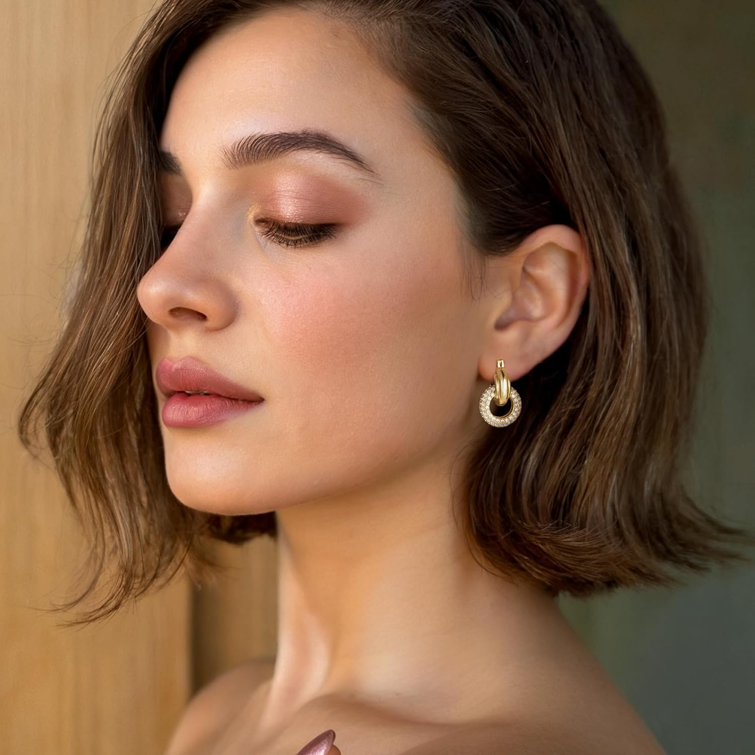 Turandoss Huggie Hoop Earrings for Women Girls, Dainty 14K Gold Plated Twisted Rope Earring, Hypoallergenic Cubic Zirconia Paperclip Link Drop Dangle Hoop Earring for Women Trendy Jewelry Gifts - Image 2