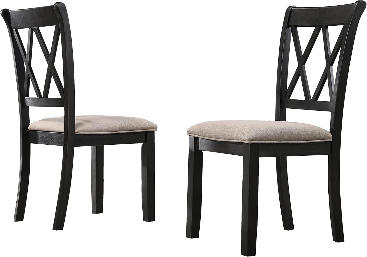 Roundhill Furniture Windvale Fabric Upholstered Dining Chair, Set of 2, Black - Image 8