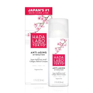 Hada Labo Tokyo Anti-Aging Hydrator Face Serum, with Super Hyaluronic Acid, Collagen & Retinol Complex to Reduce Signs of Aging, Increase Skin Elasticity & Reduce Fine Lines & Wrinkles, 1.7 fl oz