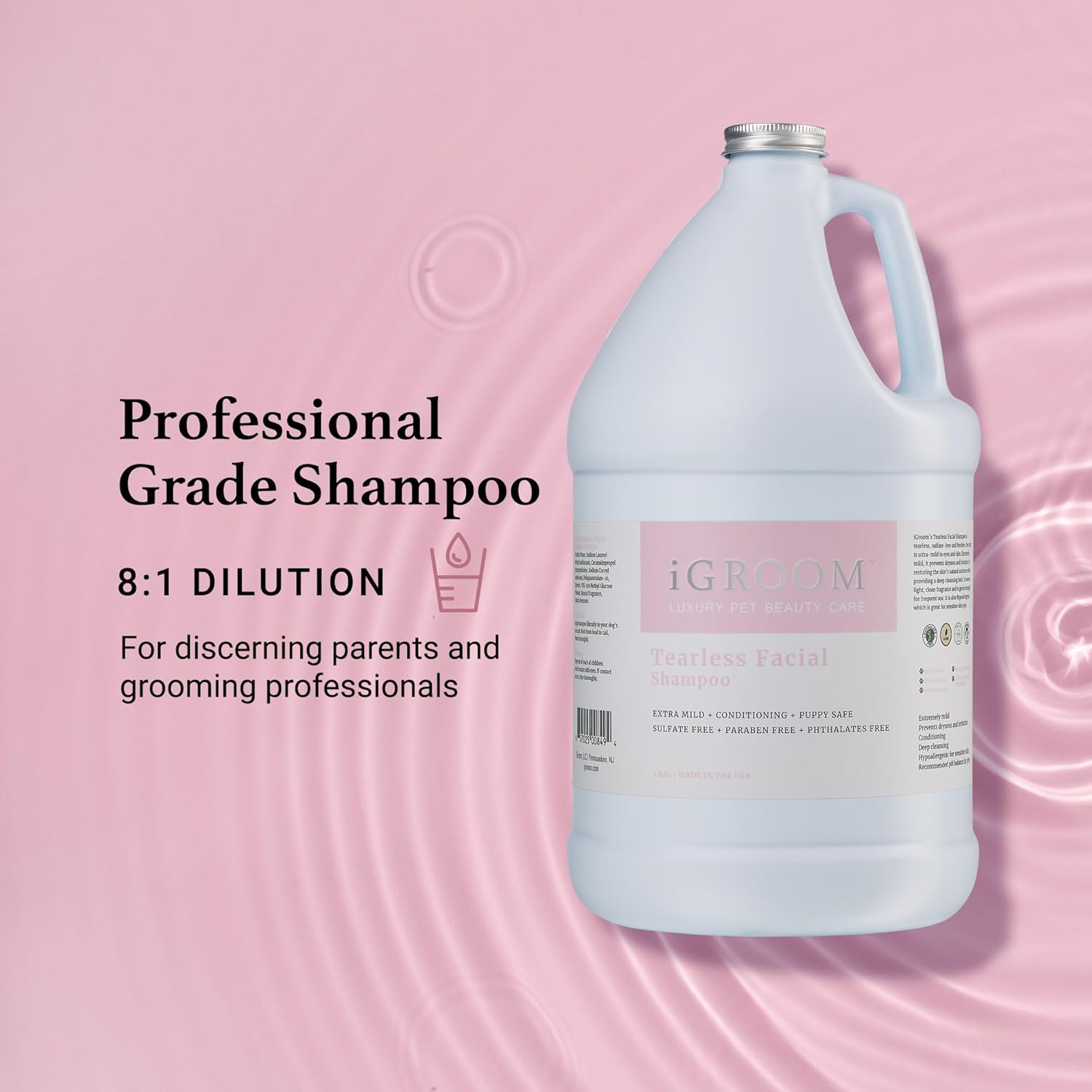iGroom Tearless Facial Dog Shampoo, Luxury Pet Beauty Care, Ultra Mild to Eyes, Restore Skins Natural Moisture, Made in USA, Gallon - Image 4
