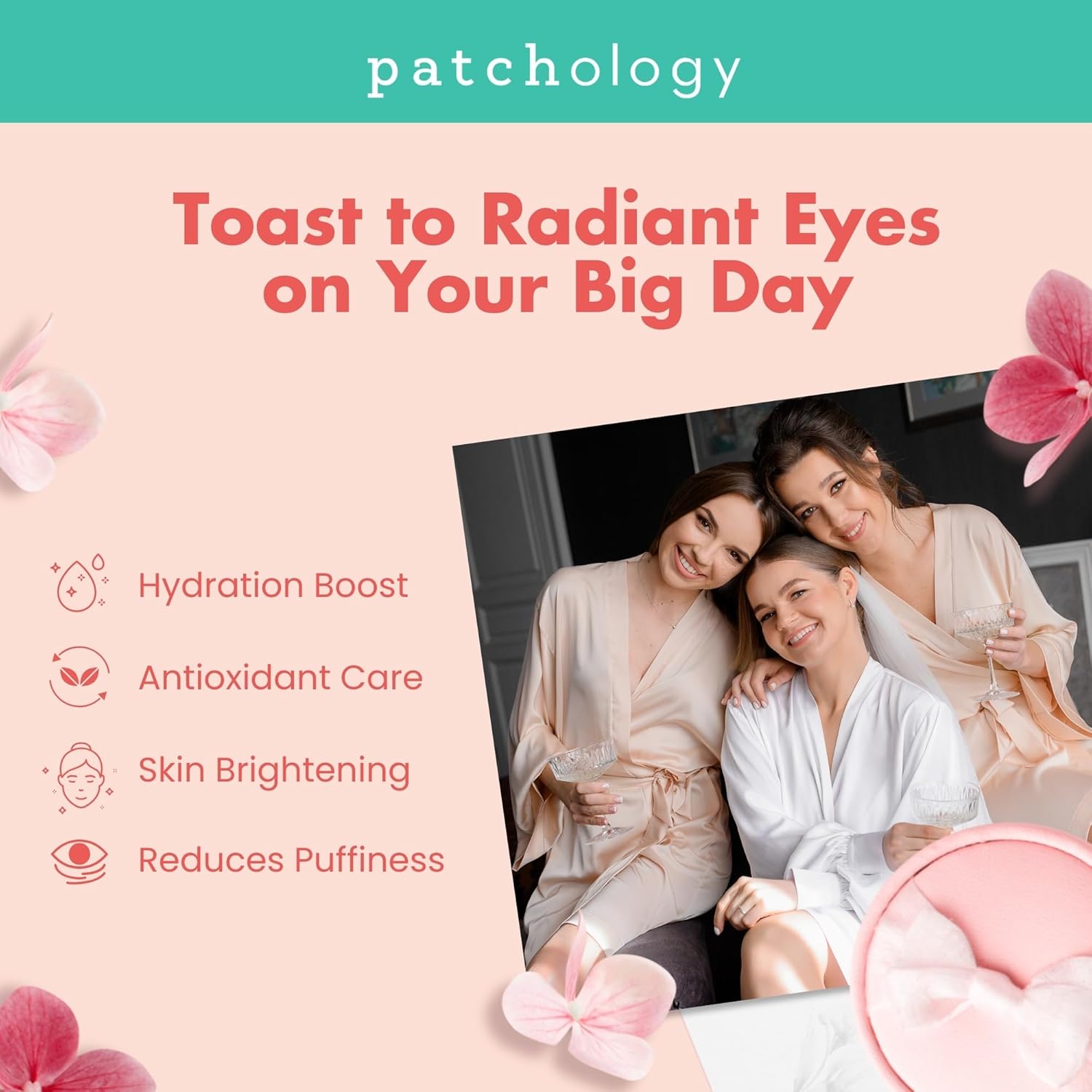 Patchology Serve Chilled Rosé Hydrating Under Eye Patches – Hyaluronic Acid & Antioxidant-Infused Eye Masks to Reduce Dark Circles, Puffiness & Fine Lines - Ideal Skincare Essentials (5 Pairs) - Image 2