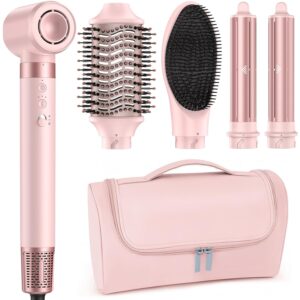 5 in 1 Hot Air Styler Wrap – High-Speed Hair Dryer Brush with Auto Wrap Curlers, Fast Drying & Frizz-Free Styling, No Heat Damage, Volumizing Brush with Travel Bag
