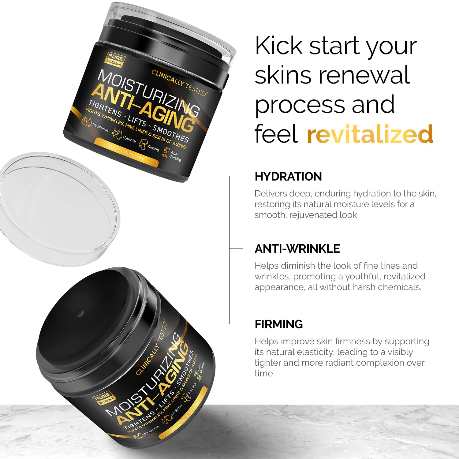 Men's Face Cream Moisturizer - Anti-Aging Cream For Men, Collagen, Retinol & Hyaluronic Acid - Day & Night - Facial Skin Care- Anti Wrinkle 1.7 oz - Image 5