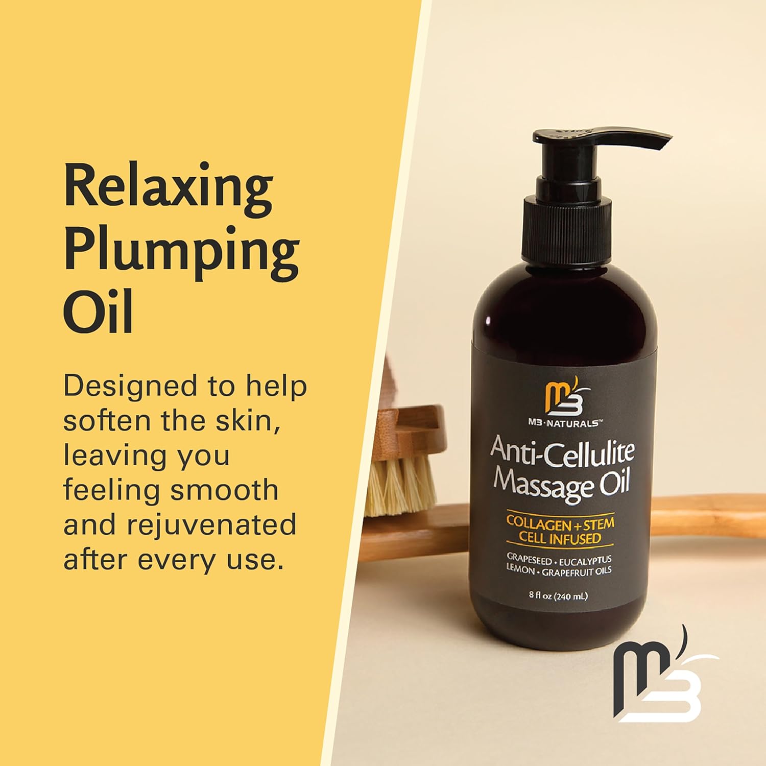 M3 Naturals Firming Body Massage Oil with Collagen & Stem Cell – Helps Smooth The Appearance of Cellulite & Improve Skin Texture – Refreshing Aromatherapy Body Oil for Legs & Full Body – 8 Fl Oz - Image 6