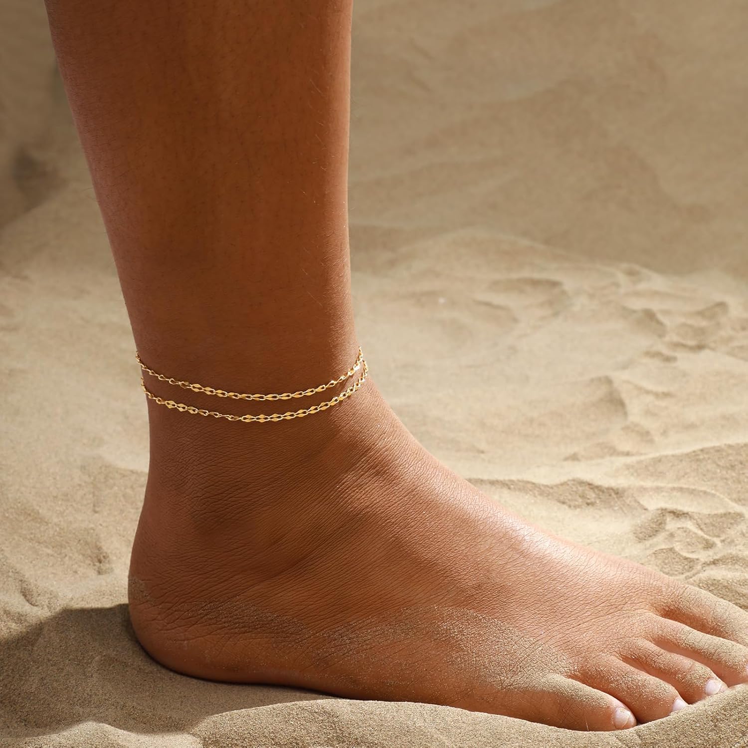 Ankle Bracelets for Women, 14K Gold Plated Waterproof Dainty Anklets for Women, Hypoallergenic Trendy Lightweight Jewelry Gifts - Image 4