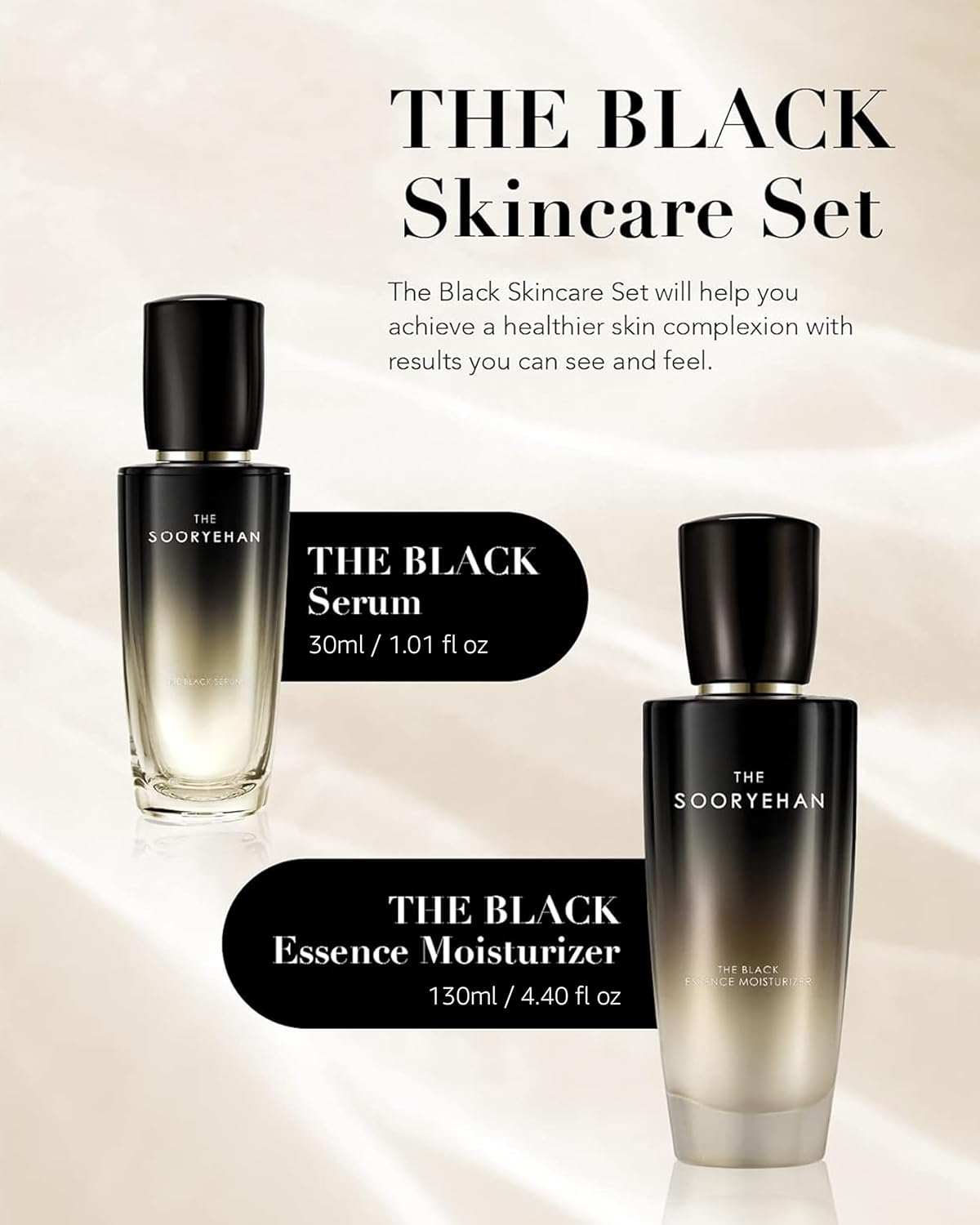 Sooryehan THE BLACK SKINCARE SET (160ml / 5.41 Fl Oz) - Korean Skincare Gift Set, Luxury Premium High-end by LG BEAUTY. Advanced Next Generation Bio Moisturizer & Serum. - Image 6