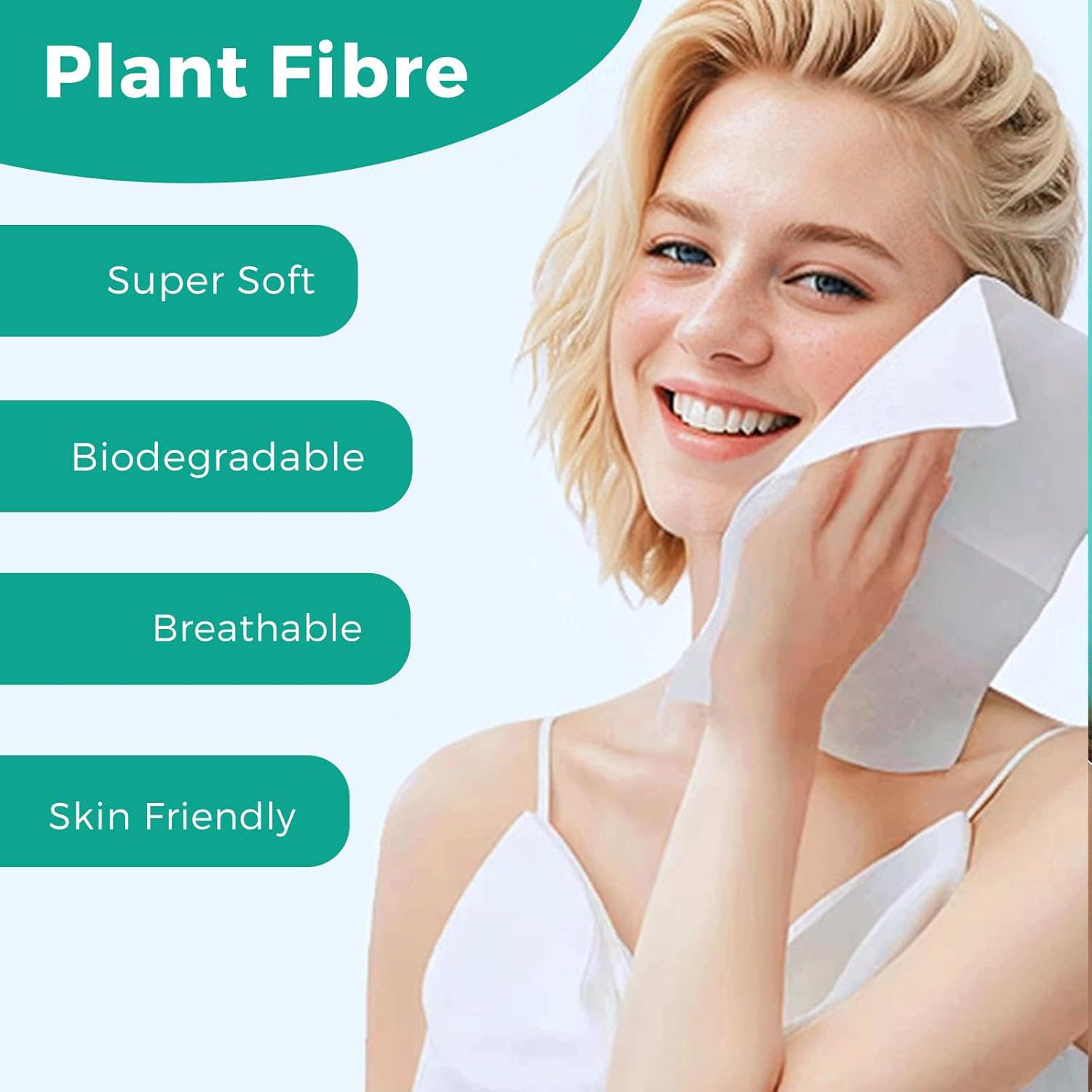 ONLYCARE Disposable Face Towel, Biodegradable Face Towels, 10" x 12" Super Thick Soft Facial Towels, 50 Count Face Towelettes Disposable for Sensitive Skin, Makeup Remover Dry Wipes, 1 Pack - Image 2