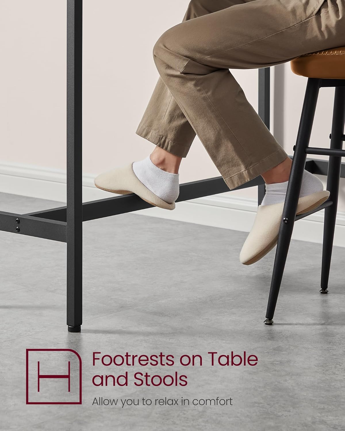 VASAGLE Bar Table, Narrow Long Kitchen Dining Table, Sturdy Metal Frame, Industrial, 15.7 x 55.1 x 35.4 Inches, Rustic Brown and Ink Black ULBT140B01 - Image 6