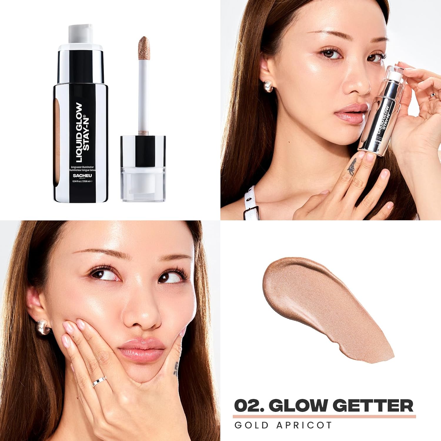 Sacheu Liquid Glow STAY-N Liquid Highlighter & Illuminator Makeup — 30ml Long Lasting Luminous Glow Lightweight Dewy Finish, Glow Getter - Image 2