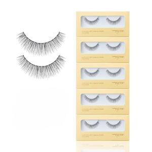 EYEME Eyelash NO.33 – 5 Set Pack with Tweezers, Natural Half Lashes for a Subtle Look, Lightweight False Eyelashes for Beginners, Flexible Lashes for a Comfortable Fit, Glue Not Included, K-Beauty