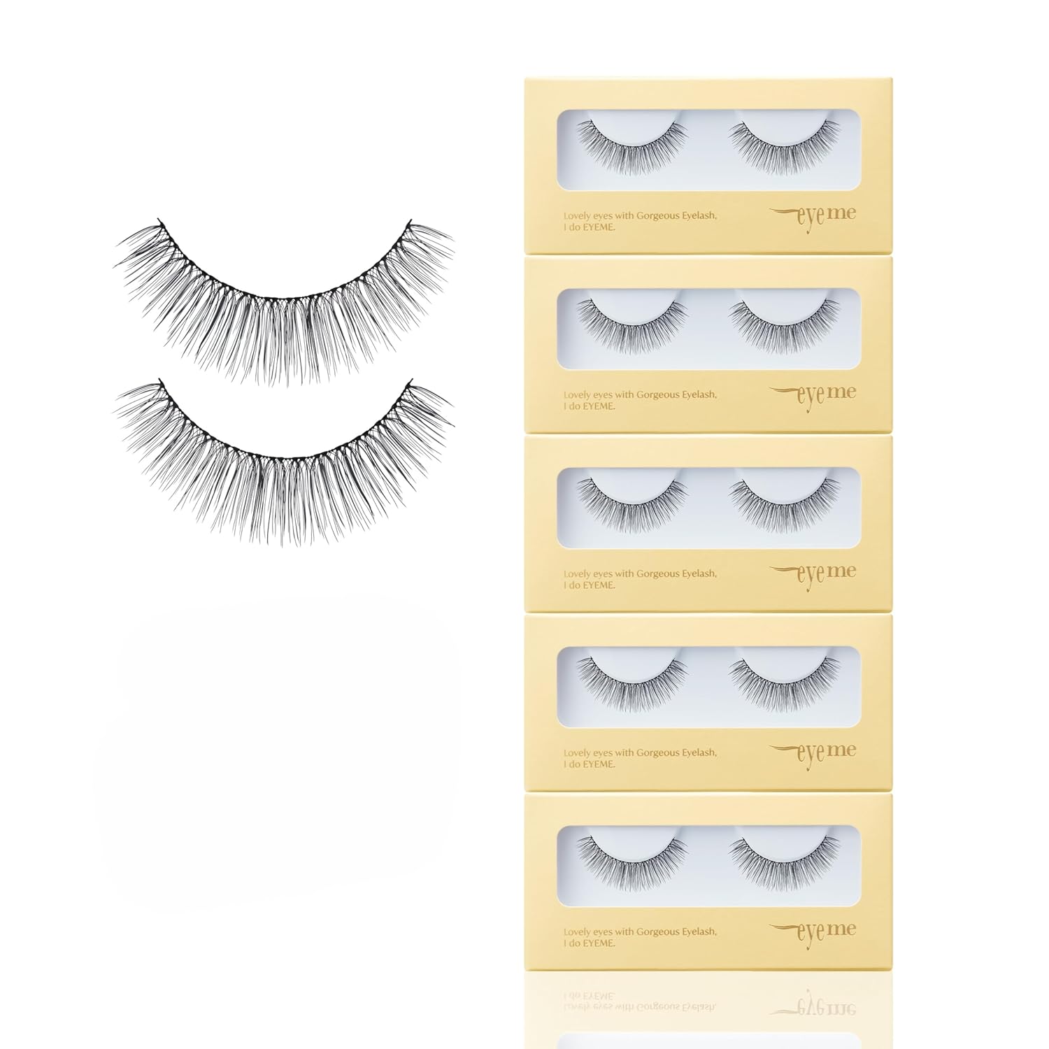 EYEME Eyelash NO.33 – 5 Set Pack with Tweezers, Natural Half Lashes for a Subtle Look, Lightweight False Eyelashes for Beginners, Flexible Lashes for a Comfortable Fit, Glue Not Included, K-Beauty