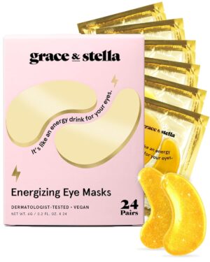 grace & stella Award Winning Under Eye Mask – Travel Essentials – Birthday Gifts for Women – Gel Eye Patches for Dark Circles, Puffy Eyes, Wrinkles, Undereye Bags – Vegan – Self Care (24 Pairs, Gold)