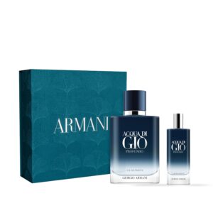 Armani Beauty – Acqua di Giò Profondo – Eau de Parfum – Men’s Cologne Gift Set – Fresh & Aromatic – Travel Size & Full Size, 0.15 Fl Oz, 3.4 Fl Oz