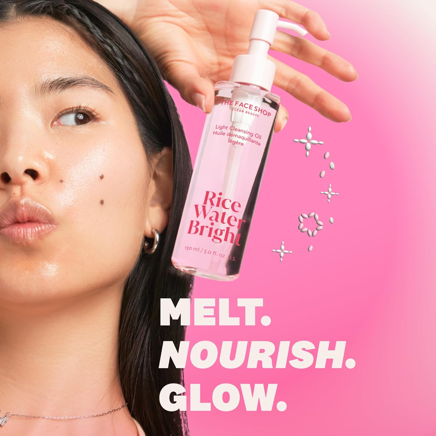 The Face Shop Rice Water Bright Light Facial Cleansing Oil, Daily Makeup Remover, Oil Cleanser, Vegan, Korean Skin Care with Jojoba Oil, Face Pore Cleanser, 150ml - Image 2