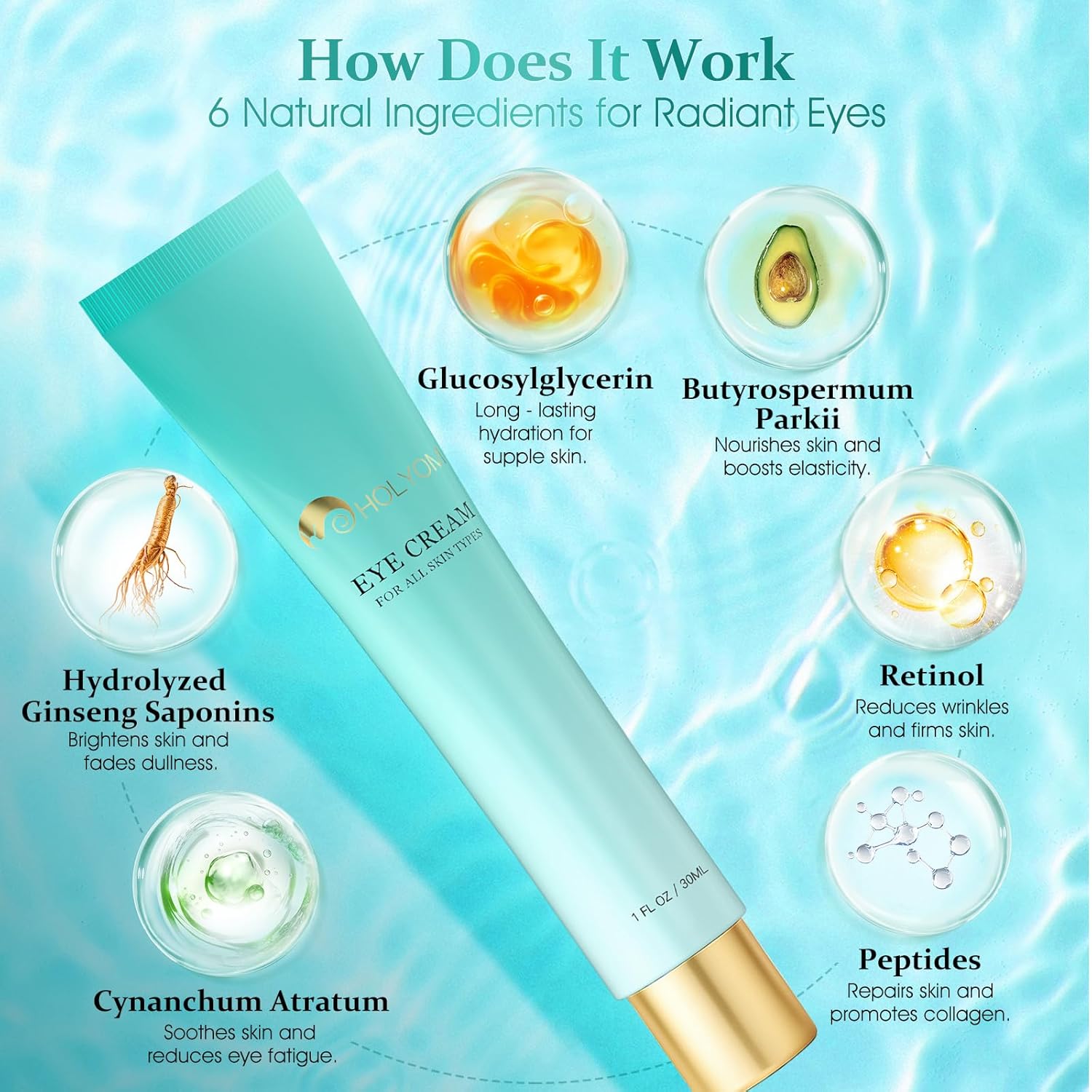 Advanced Eye Cream for Dark Circles - Targeted Solution for Wrinkles, Puffiness, and Firmness - Proven Efficacy with Cynanchum Atratum, and Natural Infusions (30ml) - Image 6