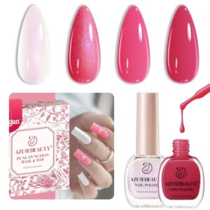 AZUREBEAUTY Sparkle Nail Polish Set Quick Dry Pearl white Hot Pink 2 Colors Nail Lacquer Natural Infinite Shine DIY Salon Home Women Gifts 2Pcs 0.34oz