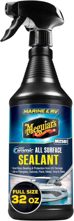 Meguiar’s Marine & RV Hybrid Ceramic All Surface Sealant – Premium Fiberglass and Gel Coat Sealant that Boosts Gloss, Beading & Protection from UV Damage – Easy to Apply and Wipe Off – 32 Oz Spray