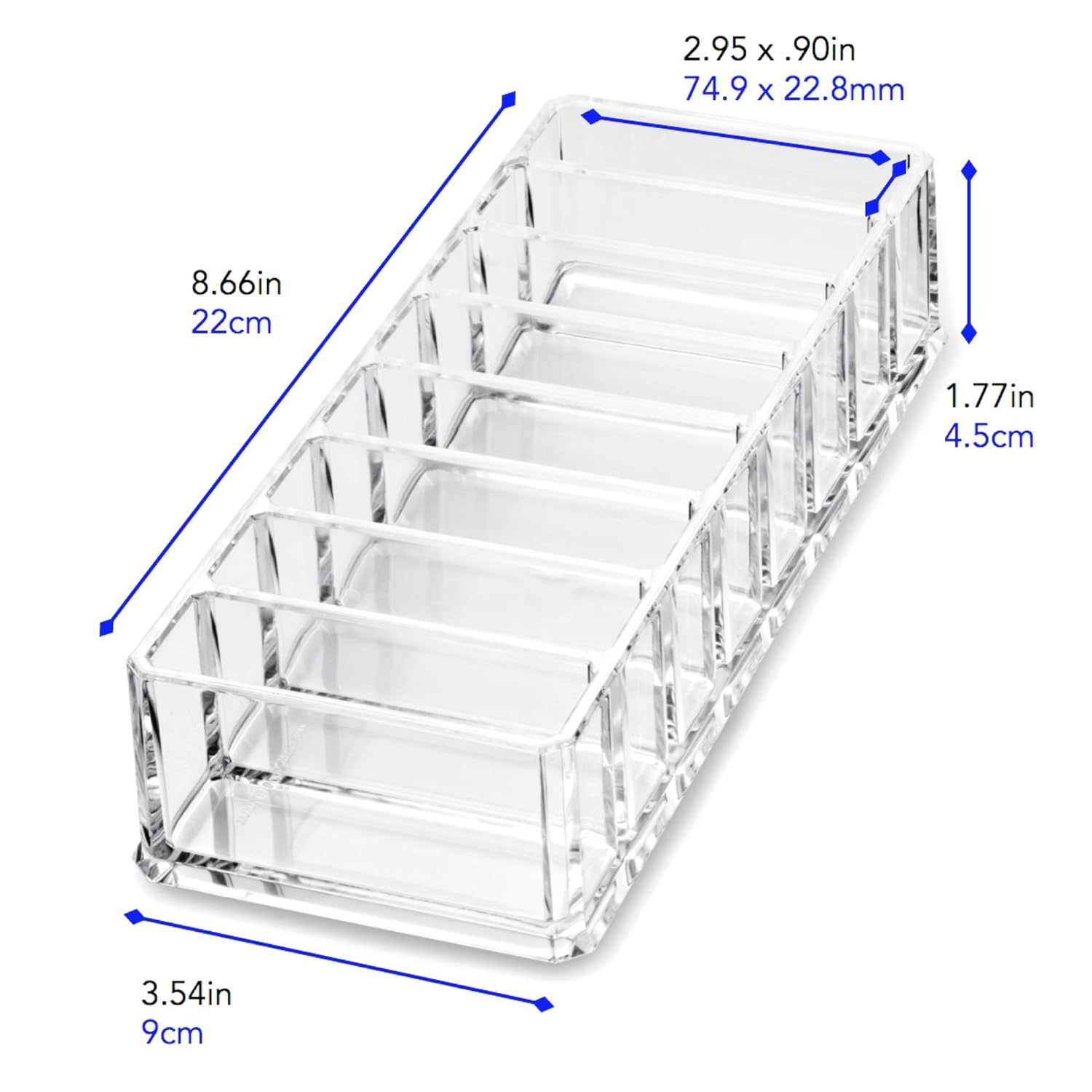 byAlegory Acrylic (Bronzer, Highlighter, Powder, Blush) Compact Makeup Organizer | 8 Space Cosmetic Storage (CLEAR) - Image 6