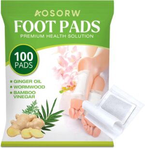 Natural Herbal Foot Pads – 100 Pack Ginger Oil & Bamboo Charcoal Premium Foot Care Patches – Relieves Stress and Fatigue – Improves Sleep and Supports Body Cleansing
