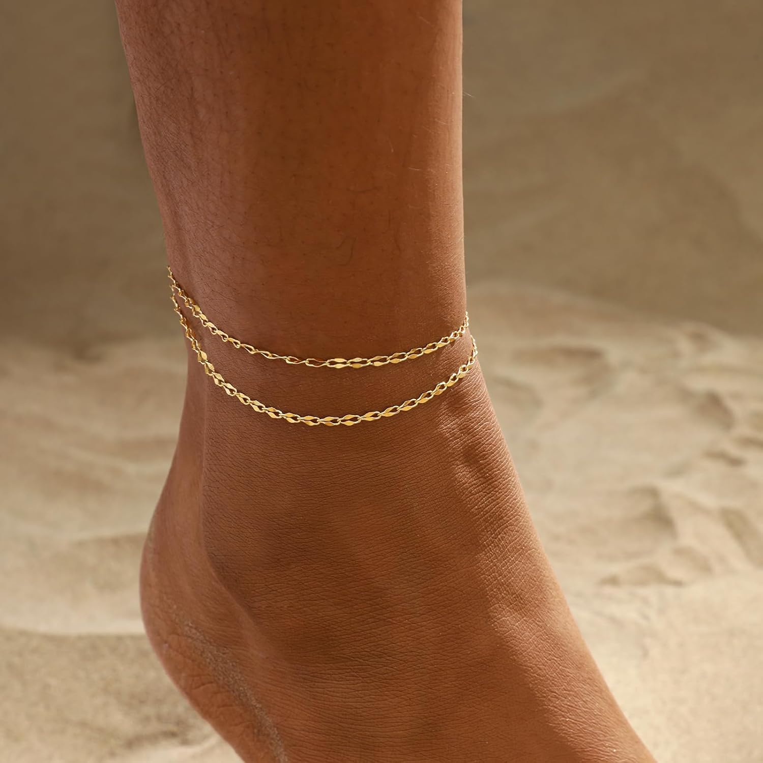 Ankle Bracelets for Women, 14K Gold Plated Waterproof Dainty Anklets for Women, Hypoallergenic Trendy Lightweight Jewelry Gifts - Image 2
