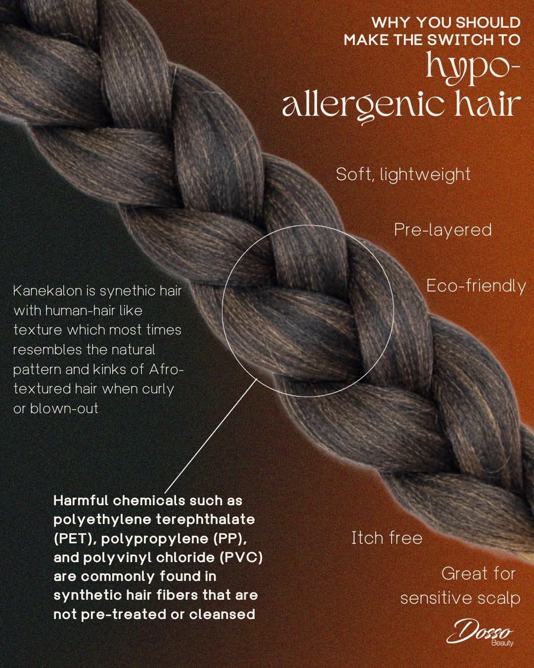 3 Pack Hypoallergenic Pre-Stretched Braiding Hair, 28 Inches, Itch-Free, Fast Drying, Hot Water Set, Light-weight-85g, Synthetic, Soft textured, Natural Looking color-(#33/27) - Image 7