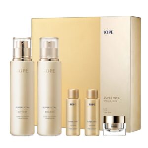 IOPE Super Vital Skin Care Set – Luxury Korean Skincare Gift Set for Anti Aging, Including Face Toner, Lotion and Moisturizer for Wrinkle Care – Facial Care Kit for All Skin, for Hydration & Lifting