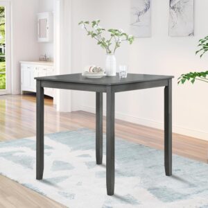 Dining Table for 4, Wood Square Kitchen Table, Farmhouse Counter Height Dining Table for Kitchen, Dining Room, Not Included Chairs, Grey