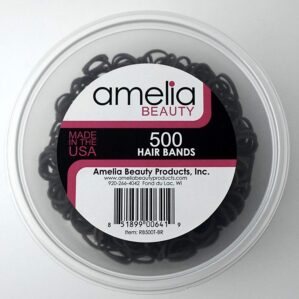 Amelia Beauty | 500 Count 1/2″ Rubber Bands | Premium US Made Rubber Hair Ties | Ideal for Ponytails, Braids & Beards | Strong All Day Hold | Convenient Re-closable Container | Brown