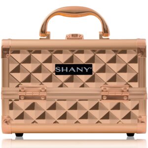 SHANY Chic Makeup Train Case Cosmetic Box Portable Makeup Case Cosmetics Beauty Organizer Jewelry storage with Locks, Multi trays Makeup Storage Box with Makeup Mirror – Rose Gold