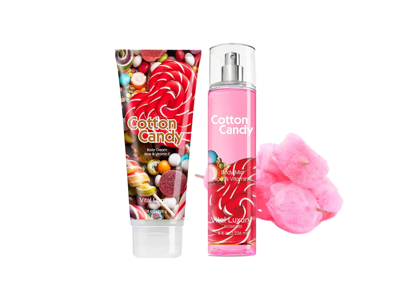 8oz. Moisturizing Fragrance Body Cream & 8oz. Fine Fragrance Body Mist Set-Luxurious Self-Care Combo for Women and Girls (Cotton Candy) - Image 2