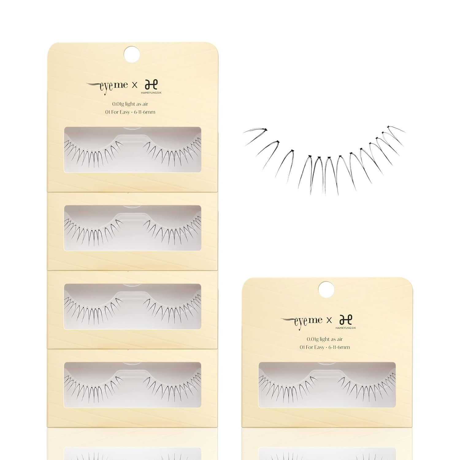 EYEME Eyelash x Artist Collaboration NO.03 – 5 Set Pack, Soft & Natural False Eyelashes, Lightweight Lashes for a Subtle Yet Defined Lash Enhancement, Glue Not Included, K-Beauty