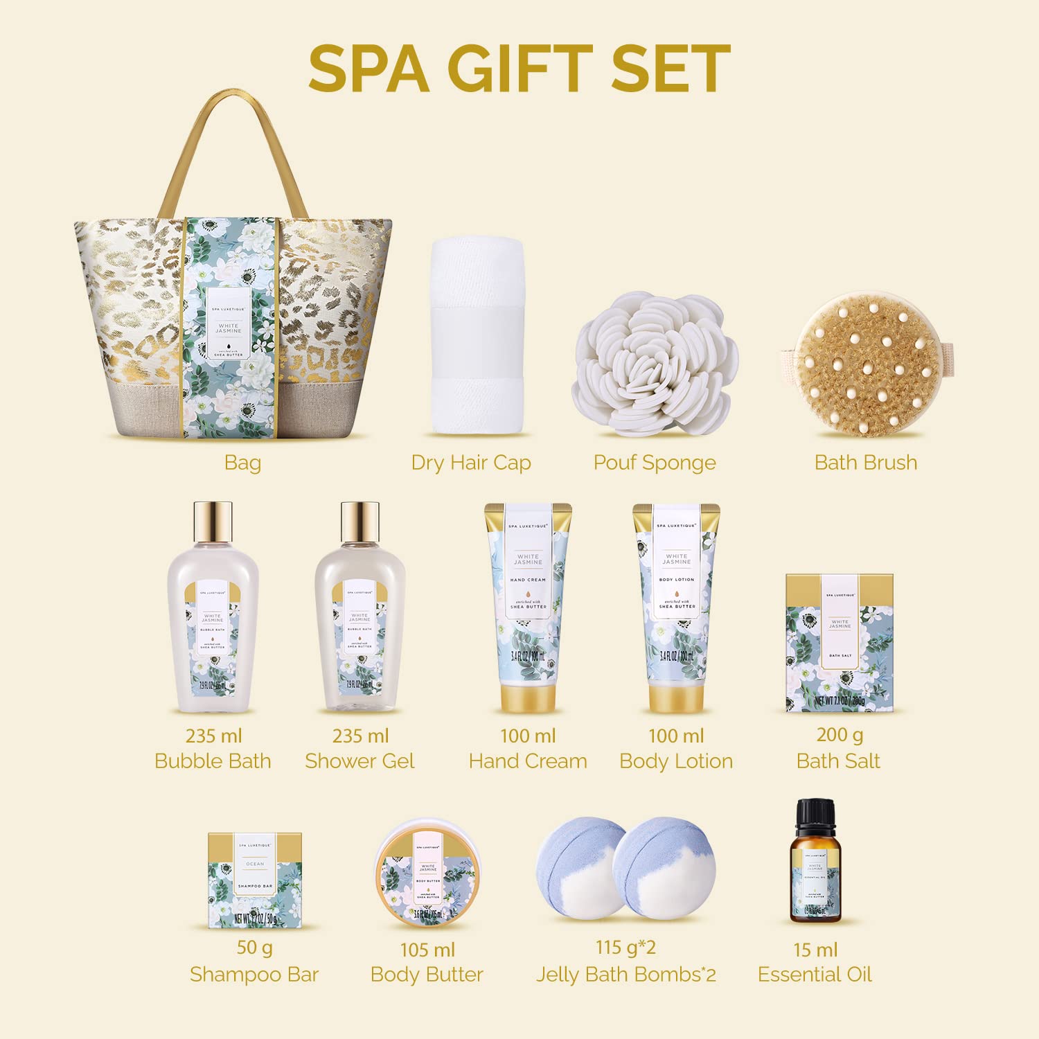spa luxetique Spa Gift Baskets for Women - Gift Set for Women,15pcs Luxury Relaxing Spa Kit with Bath Bombs, Birthday Gifts Body and Bath Set - Image 2