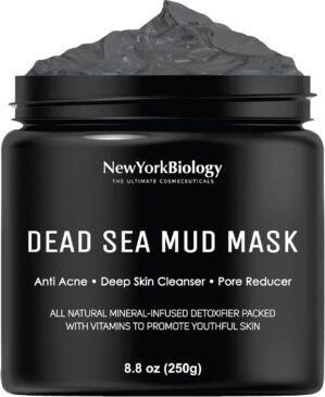 New York Biology Dead Sea Mud Mask for Face and Body – Spa Quality Pore Reducer for Acne, Blackheads & Oily Skin, Natural Skincare for Women, Men – Tightens Skin for A Healthier Complexion – 8.8 oz
