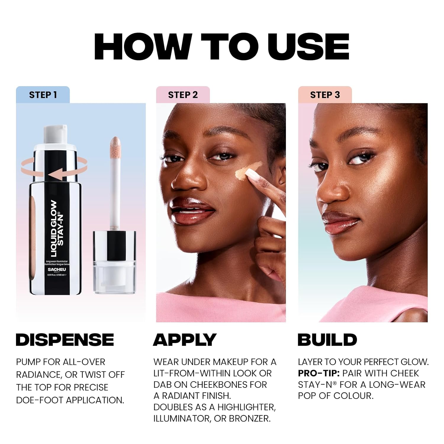 Sacheu Liquid Glow STAY-N Liquid Highlighter & Illuminator Makeup — 30ml Long Lasting Luminous Glow Lightweight Dewy Finish, Glow Getter - Image 5