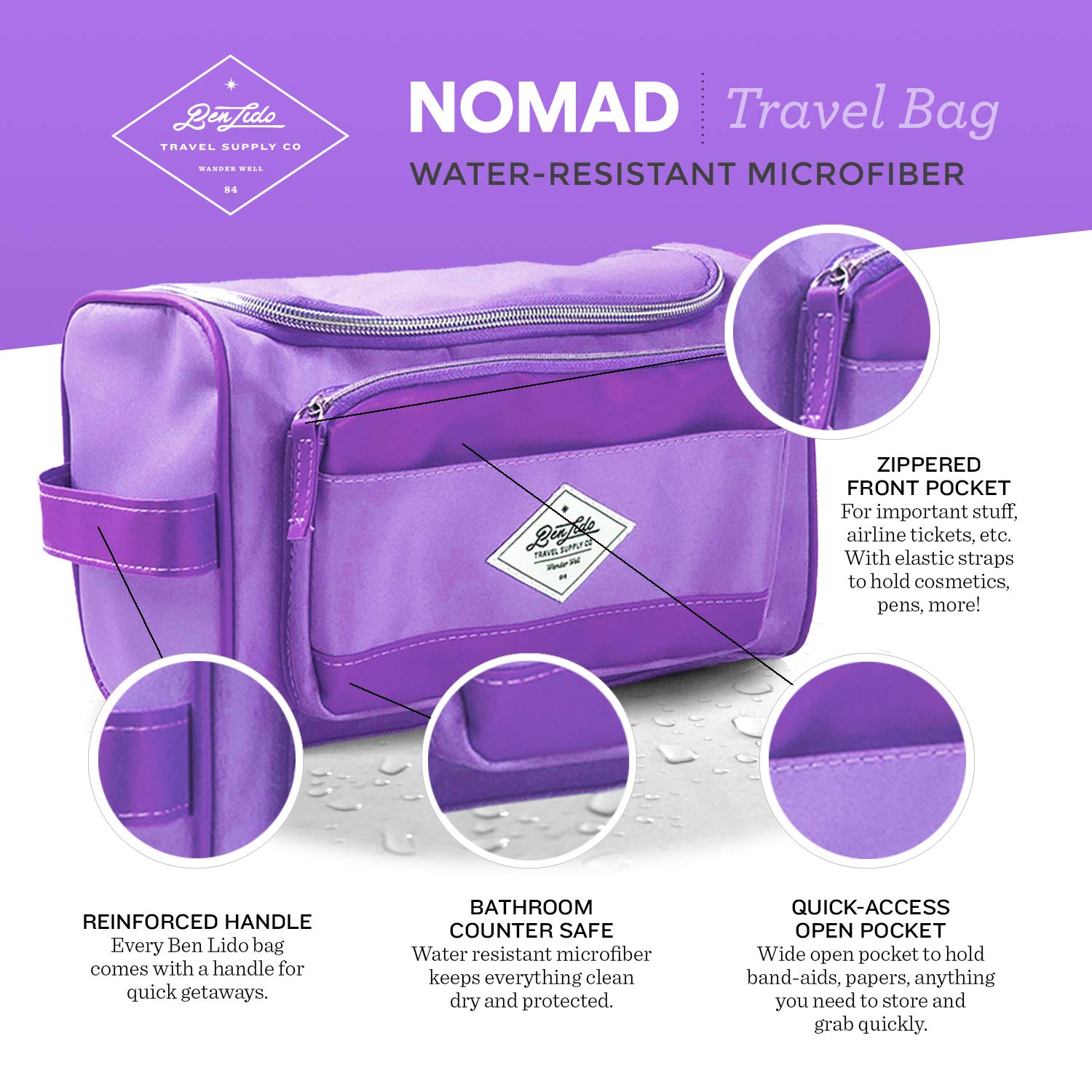 Convenience Kits International Women’s Super Premium 31 PC Travel Kit Featuring: Ensemble of Travel-Size Hair Care Products Plus Face, Body, Oral Care, Travel Essentials in Large Purple Toiletry Bag - Image 5