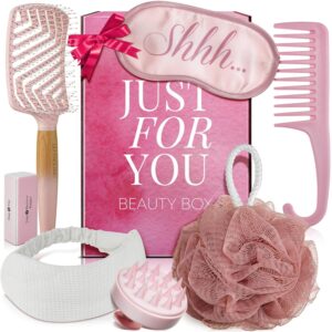 Lily England Mom Birthday Gift Set – 7-Piece Luxury Spa Gift Kit with Brush & Eye Mask – Attractive Birthday Gifts for Mom – Birthday Gift for Ultimate Self-Care Pampering