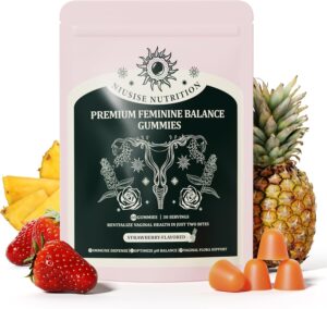 Feminine Balance Gummies, Premium Balance Supplement for Women PH Health, Immune Support, Energy Support, Vegan, Gluten-Free, Strawberry Flavor, 60 Gummies, 30 Servings 1 Pack
