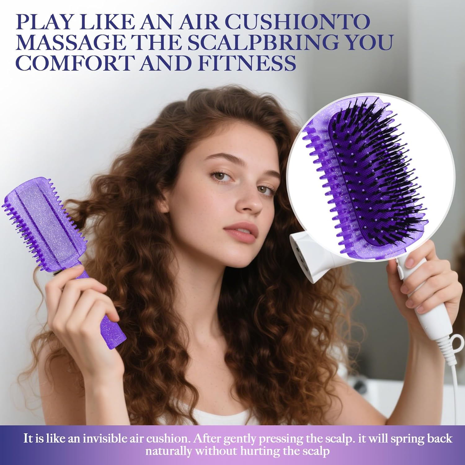 Curly Hair Brush Defining, Volume Curl Defining Brush for Effortlessly Detangling Shaping and Styling Women's Curls, Reduce Pulling (Flash Purple) - Image 3