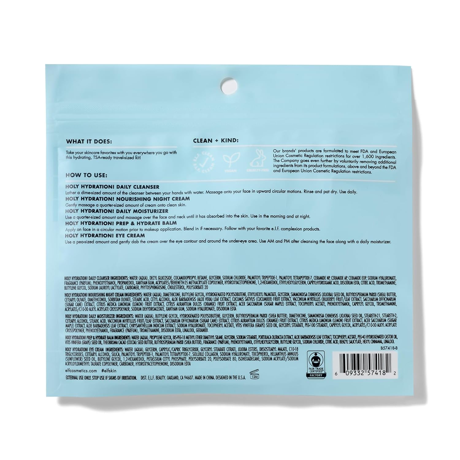 e.l.f. SKIN Holy Hydration! Jet Set Hydration Kit, Travel Friendly Hydrating Skincare Set, Face Cleanser, Balm, Moisturizer, Eye Cream & Night Cream, Vegan & Cruelty-Free - Image 4